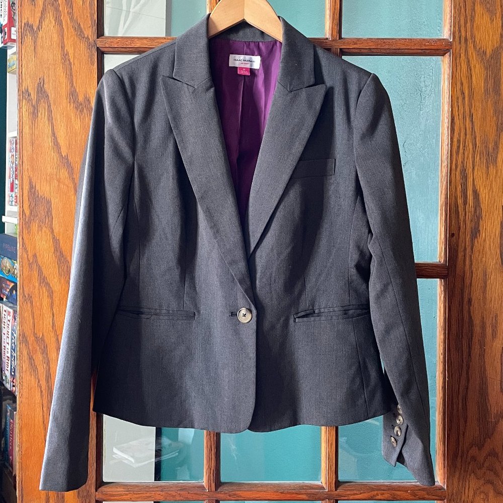ISAAC MIZRAHI for TARGET Gray Single-Button Blazer, Size M, EUC